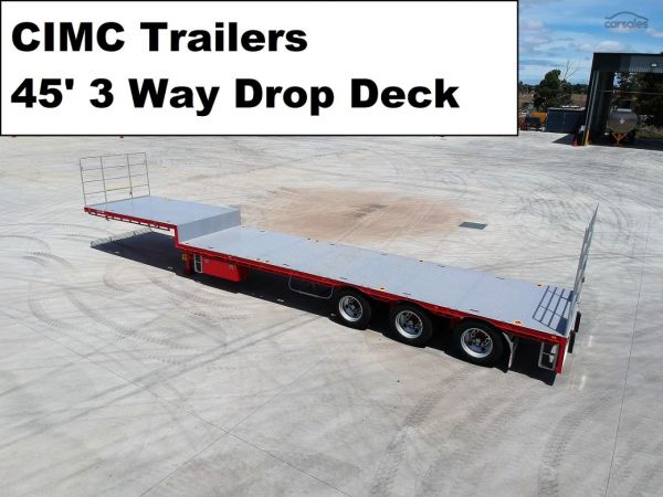 2025 CIMC 45' (22 Pallet) Drop Deck Flat Top Road Train Ready image